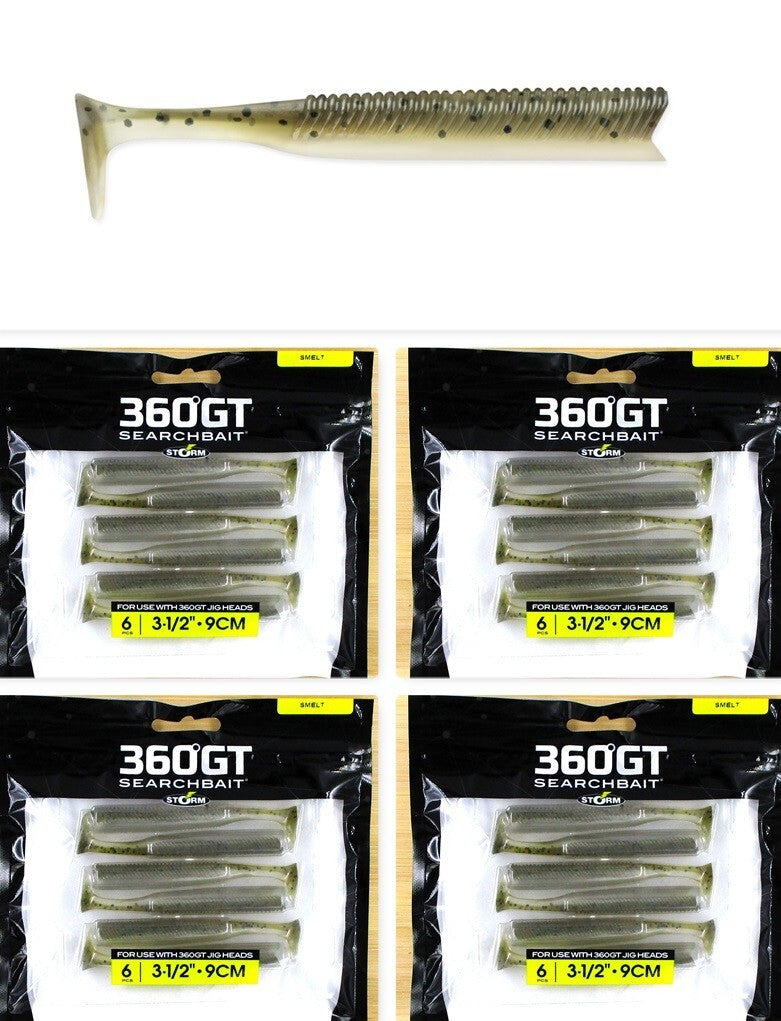 (4) Packs Storm 360 GT Searchbait Bodies 3 1/2" Smelt (6 Per Pack)