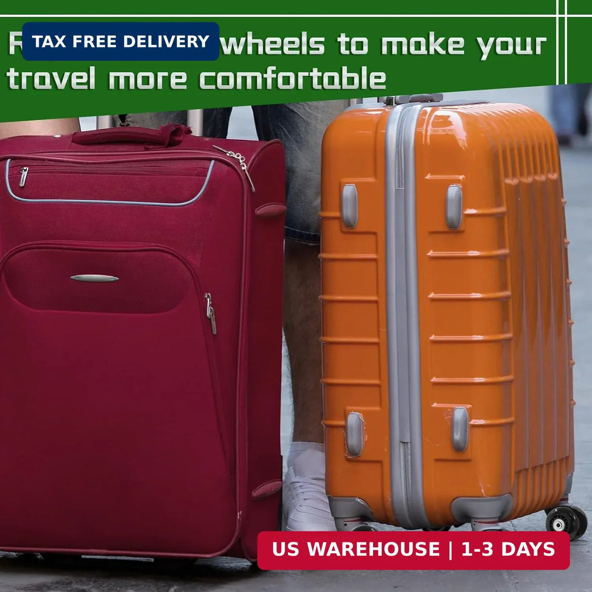 2 Pack Luggage Replacement Wheels 64mm Rubber Suitcase Casters Set