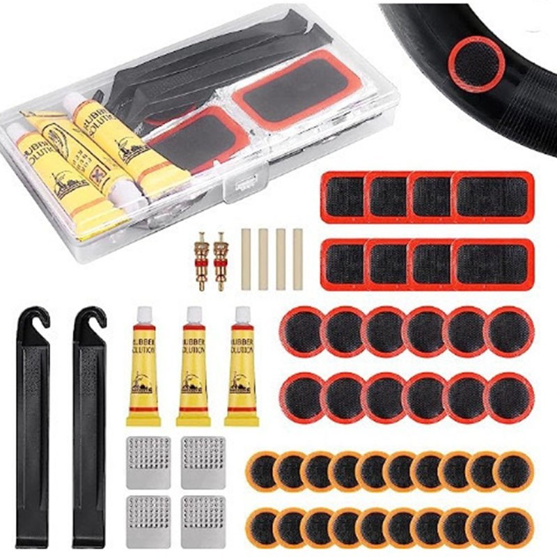 Bike Tire Repair Kit Puncture Patches & Tools for MTB & Road Bikes