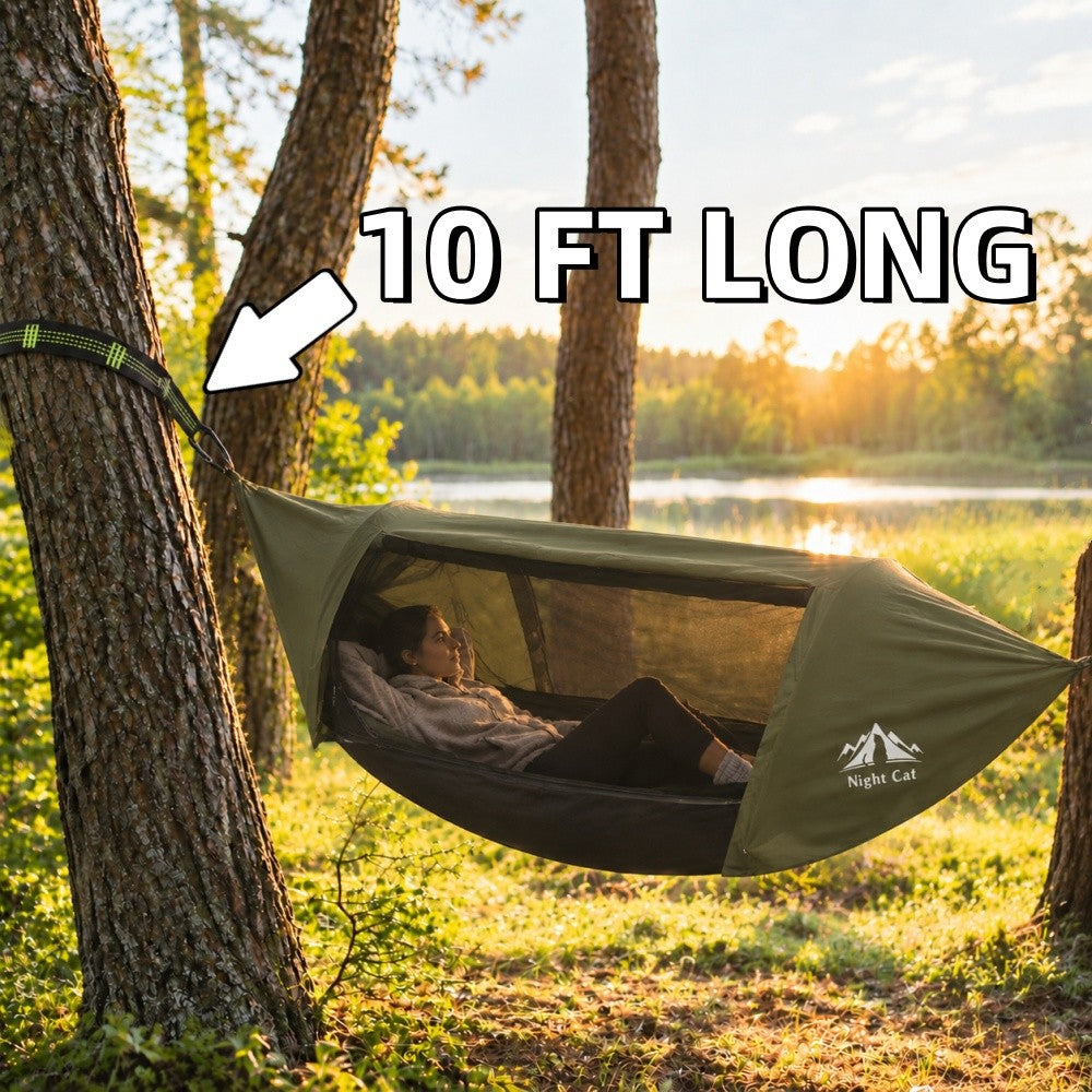 10FT Durable Polyester Hammock Tree Straps with Carabiners for Camping & Outdoor