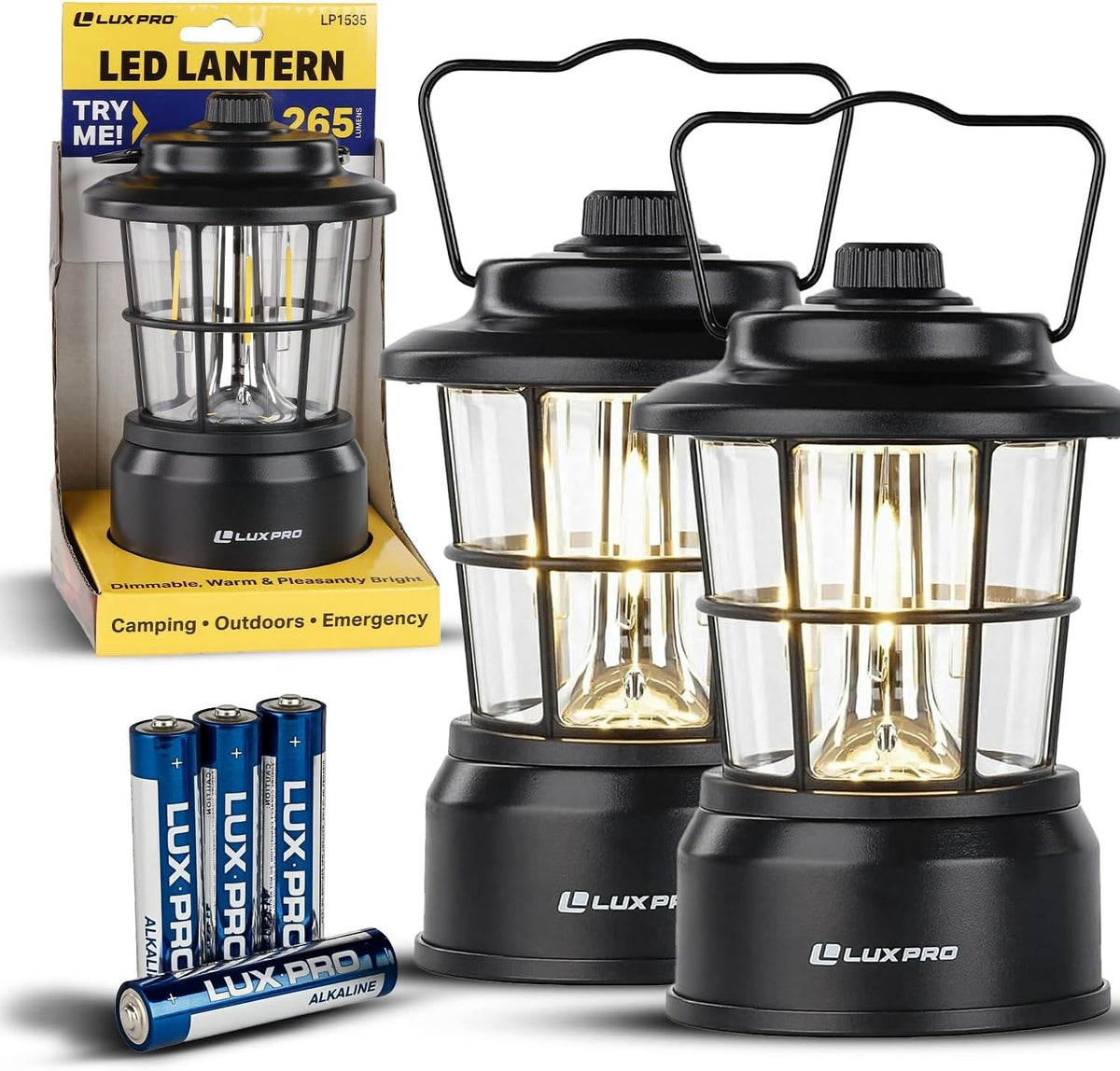 LED Camping Lantern Battery-Powered Emergency Water-Resistant Light