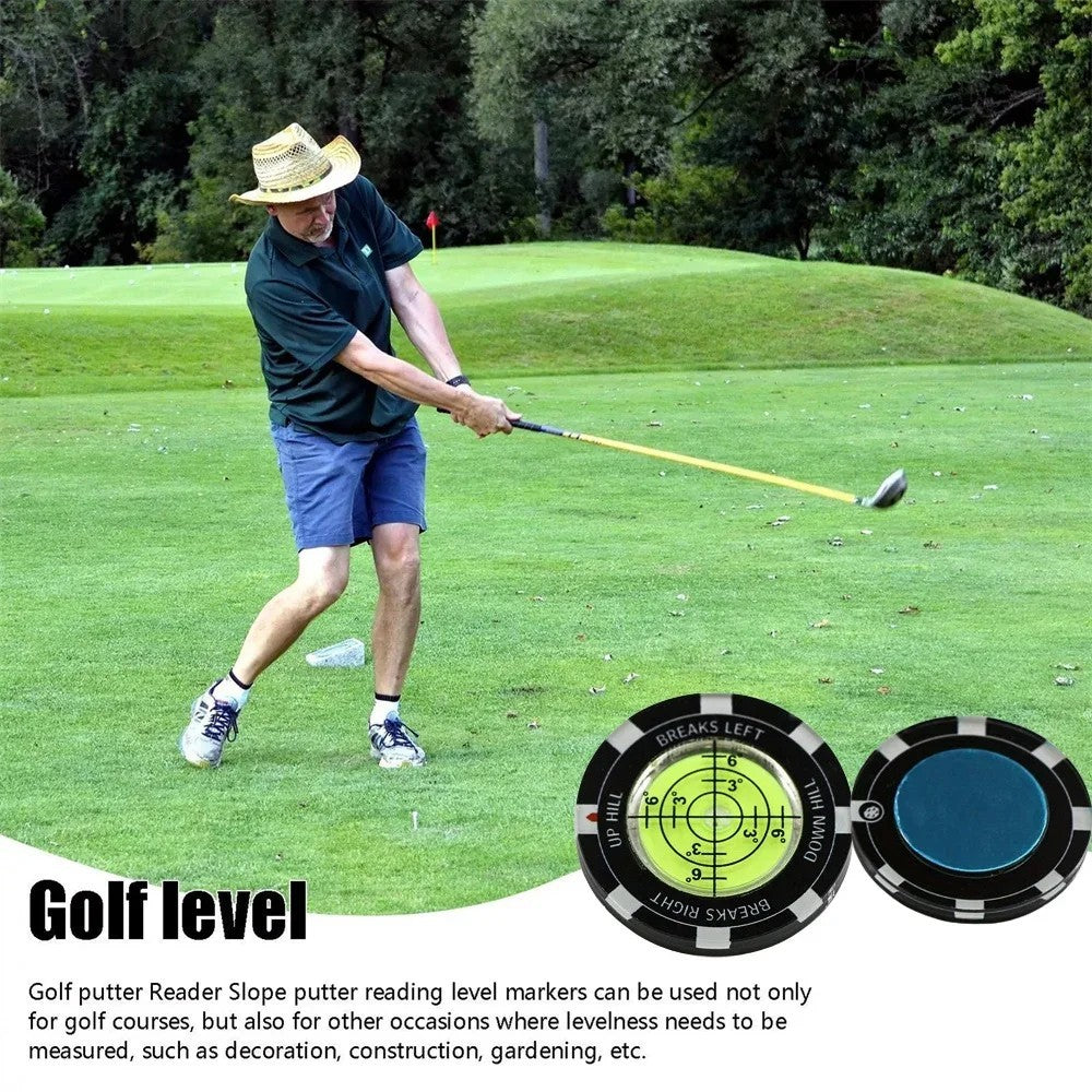 Golf Green Reading Tool with Ball Marker - Putting Aid & Bubble Level