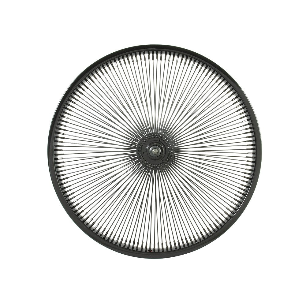 20-Inch Steel Bicycle Wheel Set - 144 Spokes, Black, 3/8" Axle