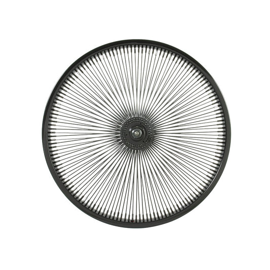 20-Inch Steel Bicycle Wheel Set - 144 Spokes, Black, 3/8" Axle