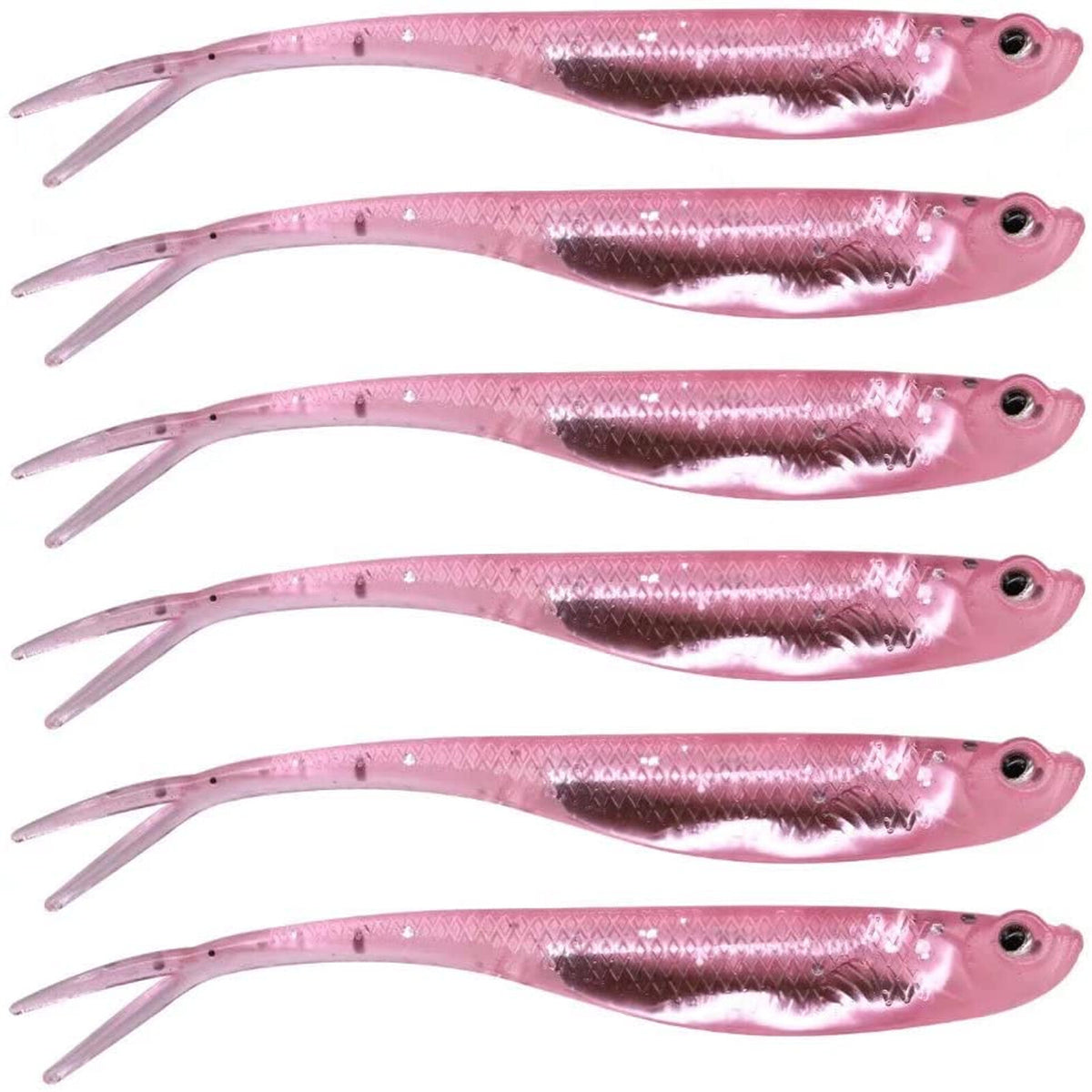 6Pcs Soft Swimbait Fishing Lures - Realistic Jerk Shad Minnow Drop Shot Baits