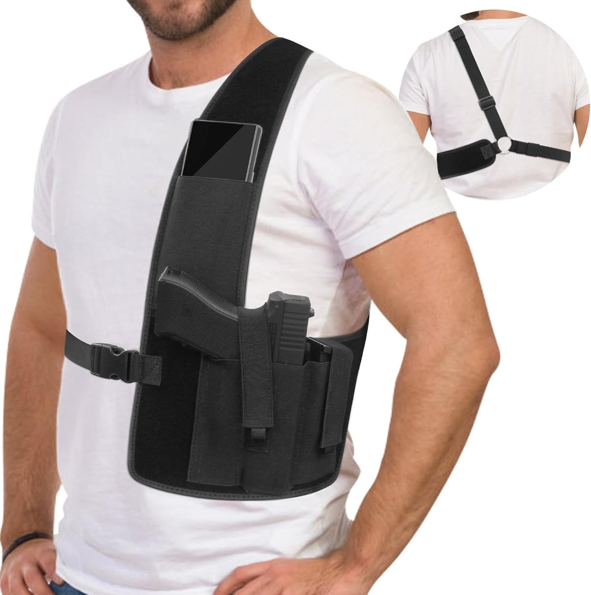 Universal Shoulder Gun Holster for Concealed Carry Adjustable Chest Pistol Holder