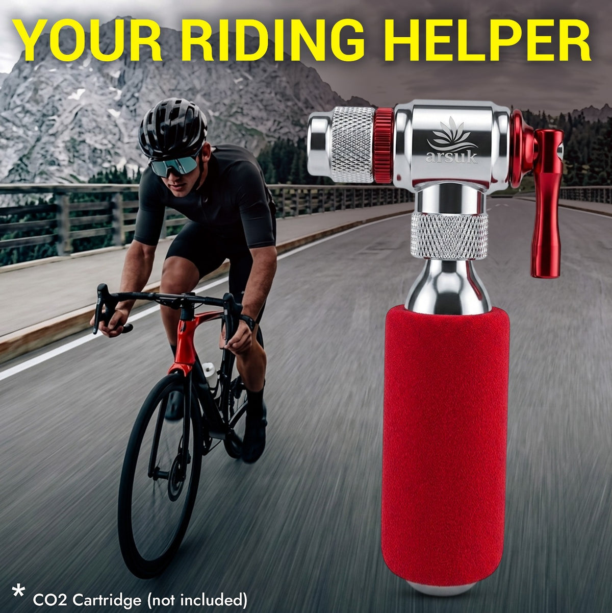 Mini CO2 Bike Tire Inflator for Presta & Schrader Valves - Portable & Effortless