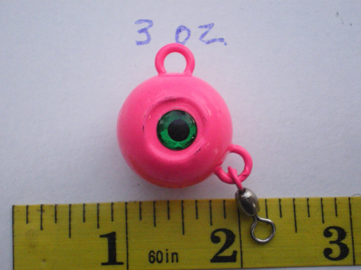 5 Pcs Neon Pink and Green Fishing Jig Heads with Swivel - 3 Oz