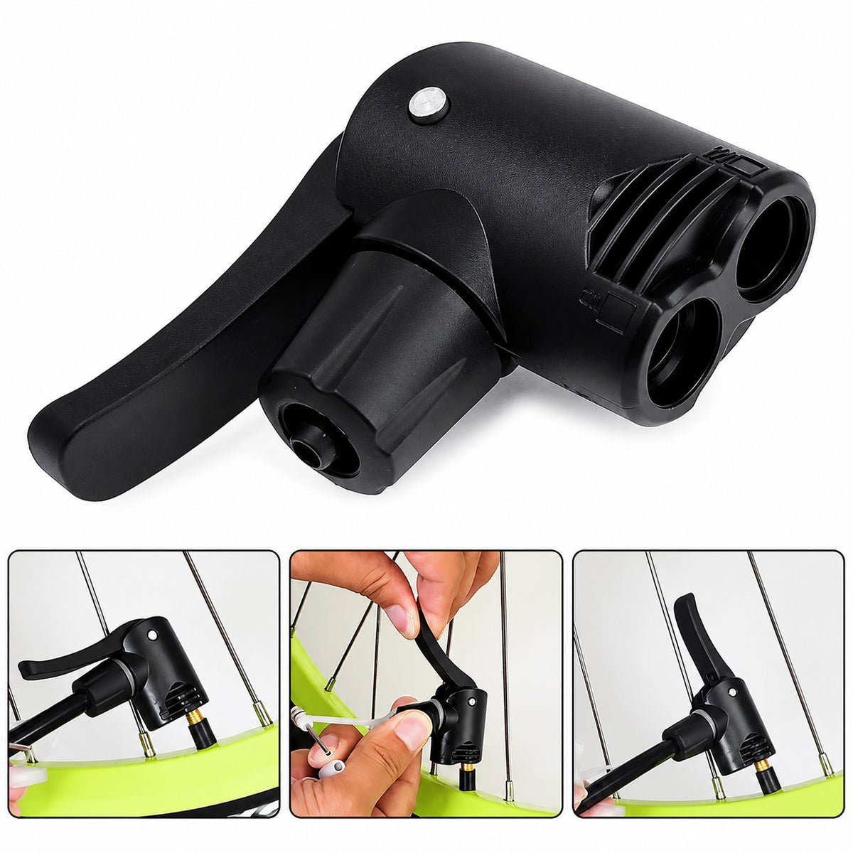 Universal Dual Head Bicycle Pump Nozzle Adapter for Schrader & Presta Valves