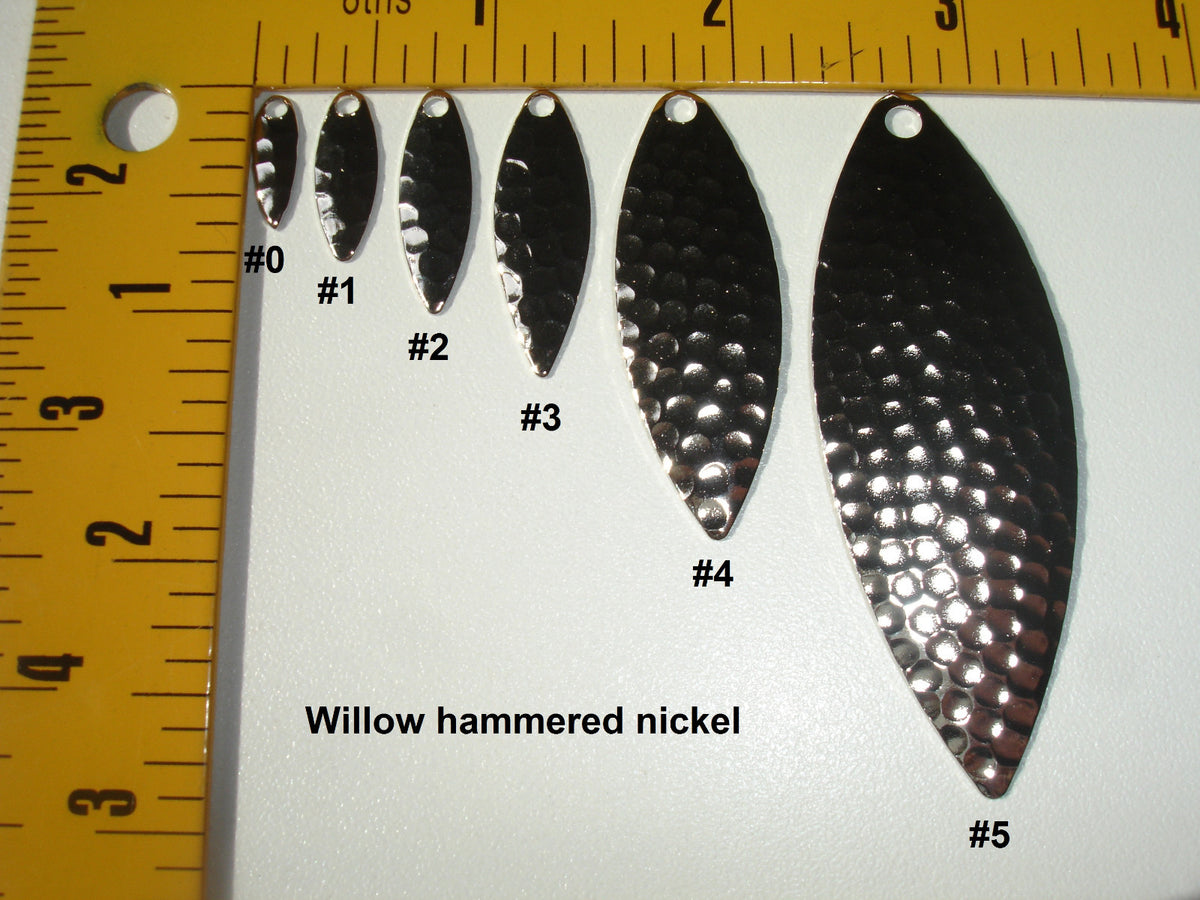 Willow Spinner Blades Assortment - Hammered or Smooth Nickel & Brass Sizes 0-5