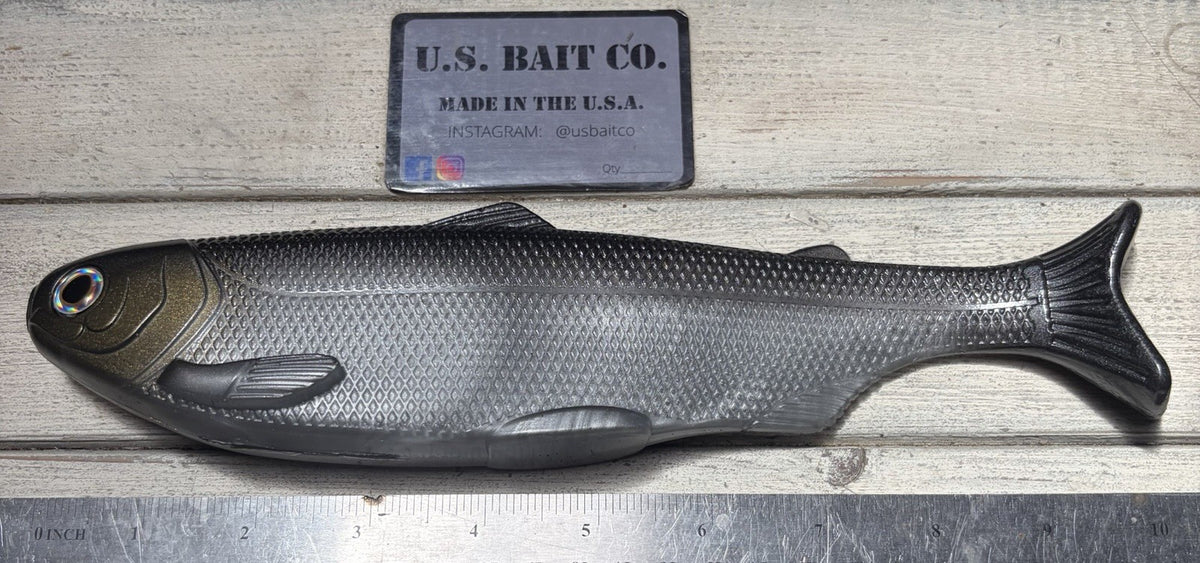 10-Inch Weedless Swimbait - Dark Gizzard Shad Soft Plastic Fishing Lure