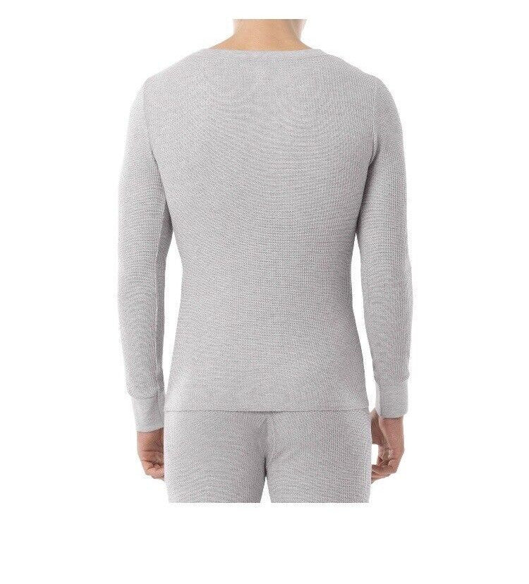 Men's Gray Waffle Thermal Top Size L - Soft Cotton-Polyester Base Layer