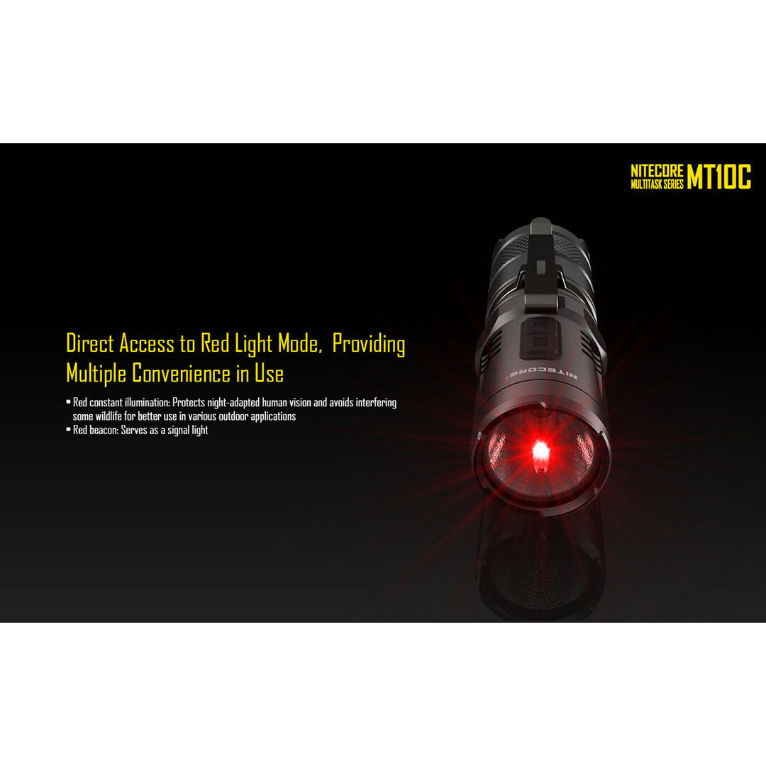 Compact 920 Lumen Tactical LED Flashlight with Red Light and Waterproof Body