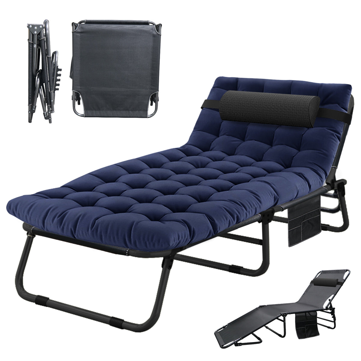 Heavy-Duty Camping Cot for Adults with Foldable Mattress and Adjustable Backrest