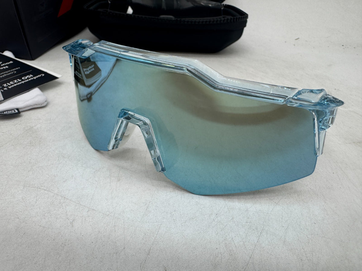 Kids Sport Sunglasses with HD UV Protection - Polished Translucent Mint & Blue Topaz Mirror Lenses