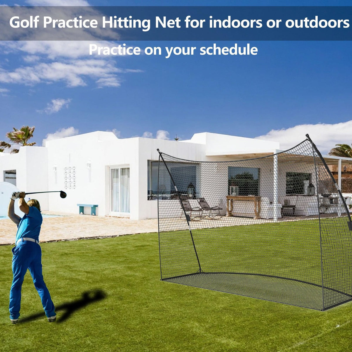 10x7FT Portable Golf Practice Net with Carry Bag - Swing Training Equipment