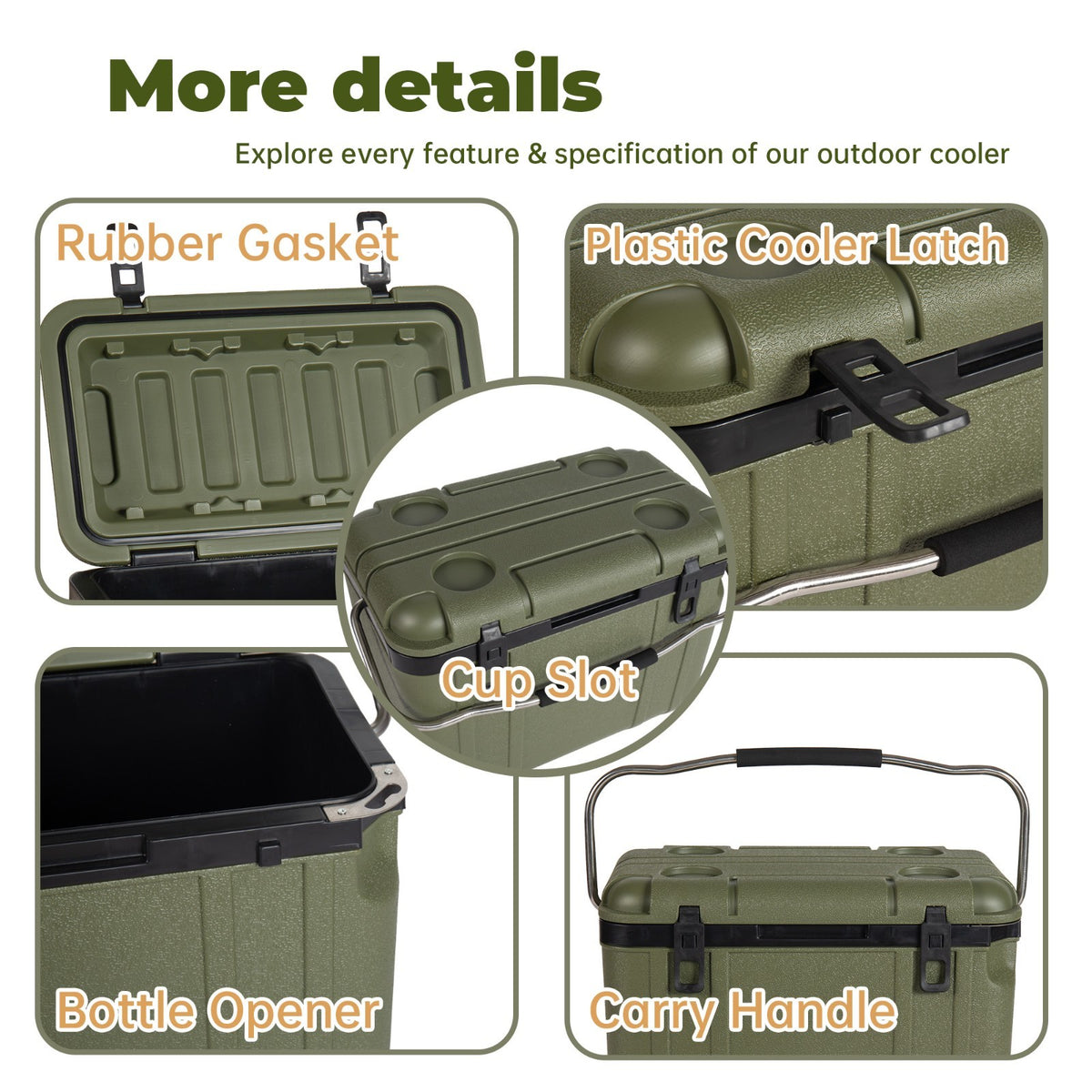 20 Quart Insulated Hard Shell Cooler Box Portable Ice Chest for Camping