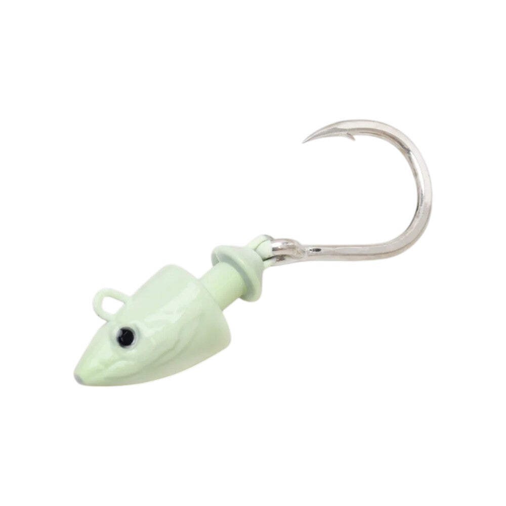 3 oz Fishing Jig Head with BKK Hook - Bone Glow, Heavy-duty Tackle