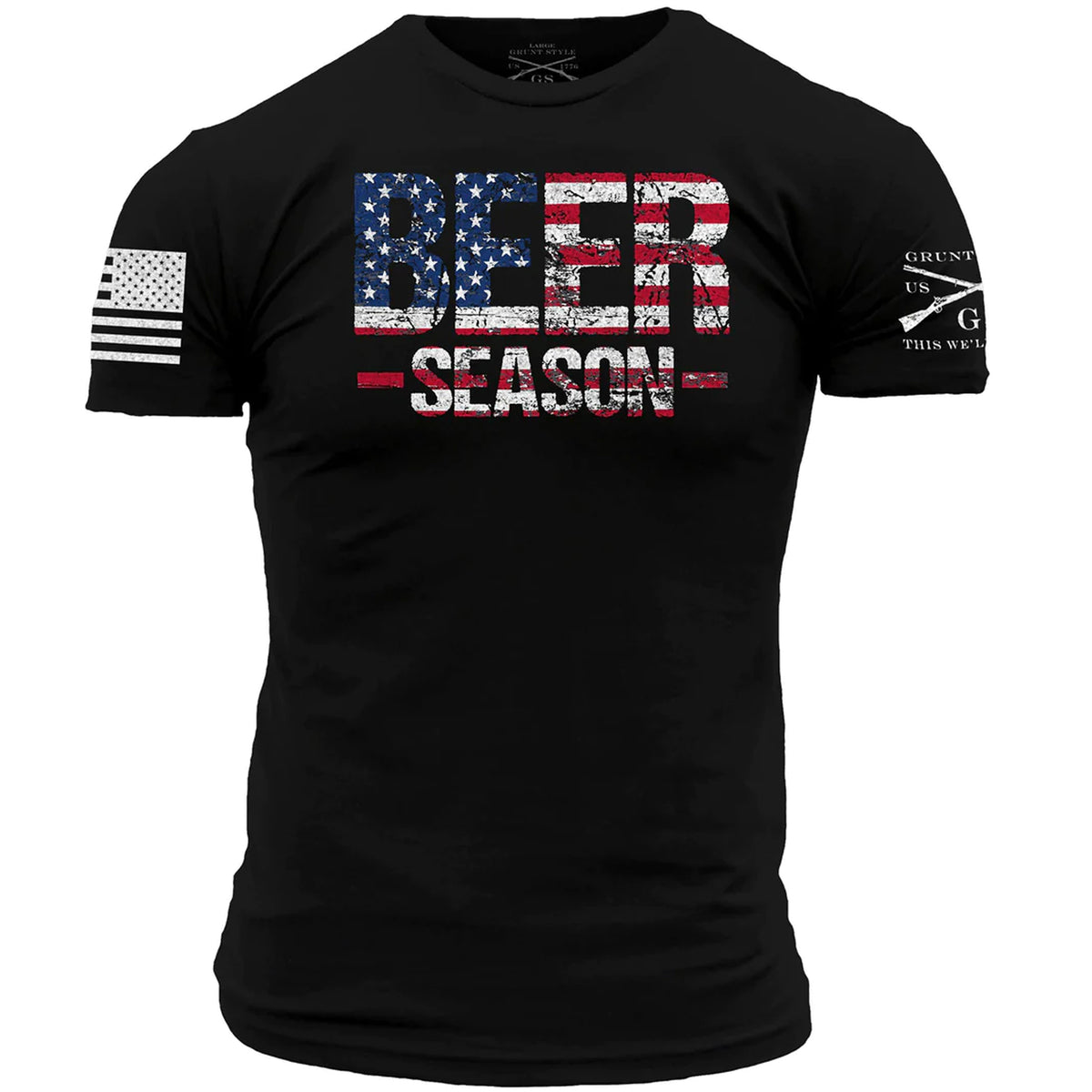 Men's Beer T-Shirt - American Pride Graphic Tee - Black