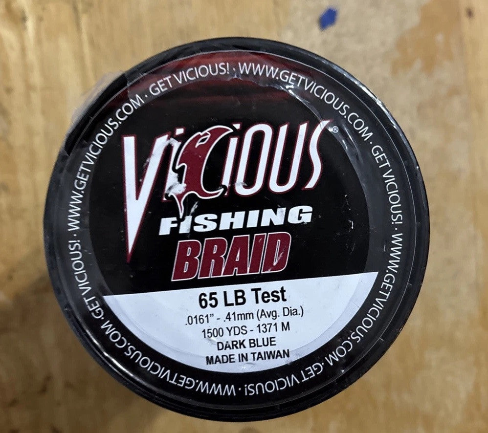 Fishing Braided Line 65Lbs Test 1500Yds Dark Blue Spool - High Strength Line