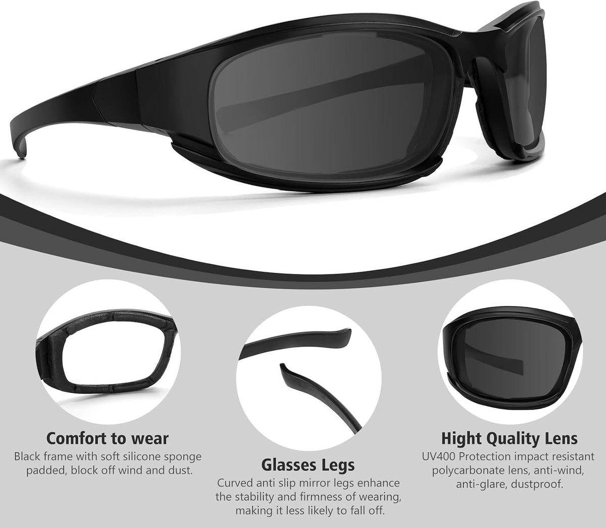 Motorcycle Goggles UV Protection Dustproof Windproof Lightweight HD Lenses