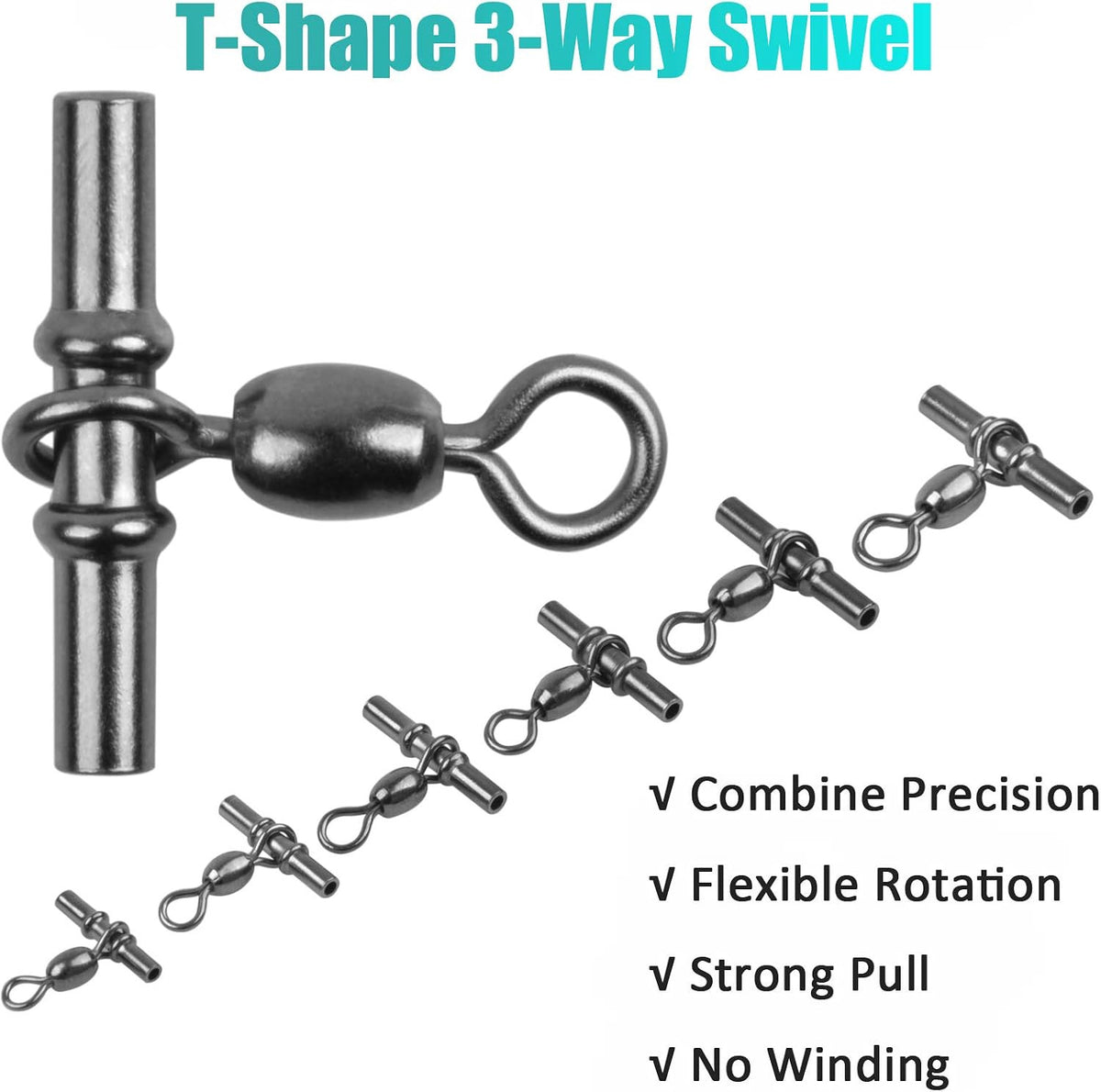 Heavy Duty 3-Way Swivels for Deep Drop Rigs Saltwater Fishing Tackle - 25 pcs