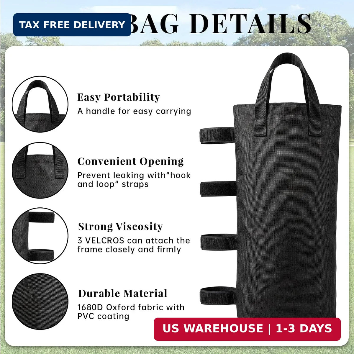 Heavy Duty Canopy Sand Bags - 8 Pack, 240LB Wind Stabilizer Weights