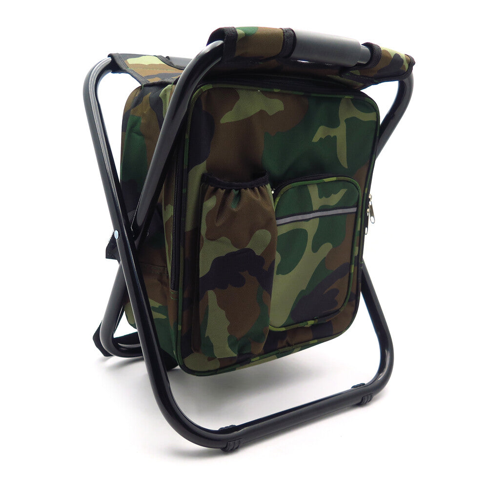 Folding Cooler Chair Backpack - Insulated Camping & Beach Stool