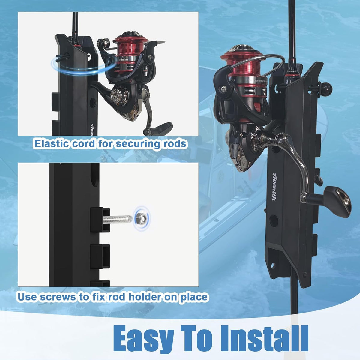 Fishing Rod Holders for Boat & Truck Wall Mount with Tool Slot - 2/4 Pcs