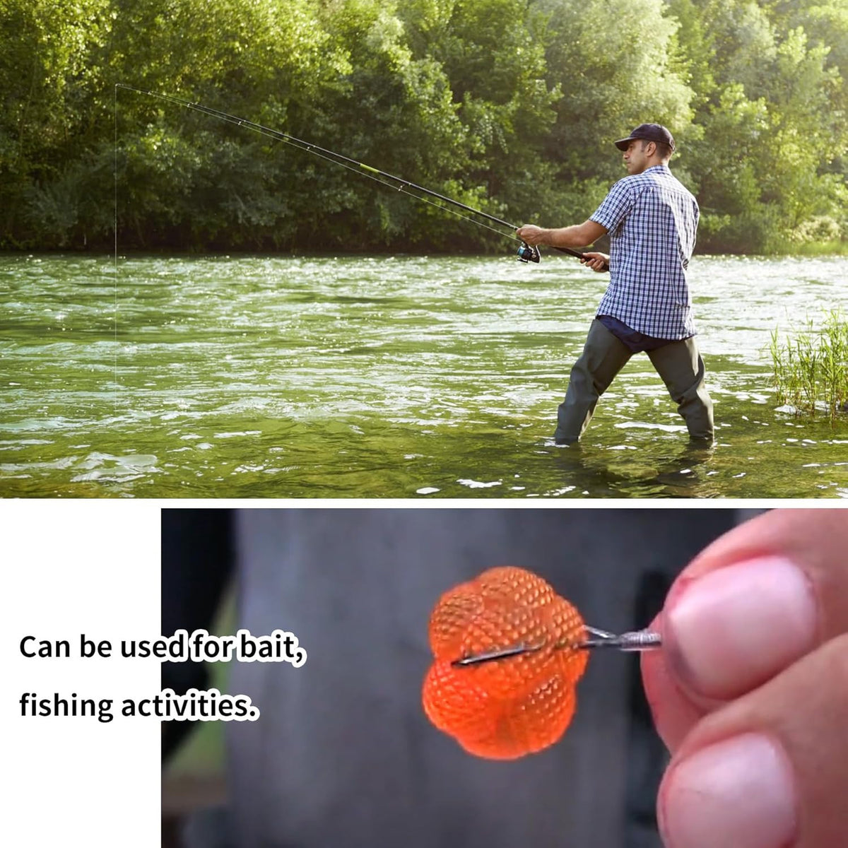 72 Ft Fish Spawn Net with 3-Inch Mesh Bait Holder for Catfish and Soft Bait