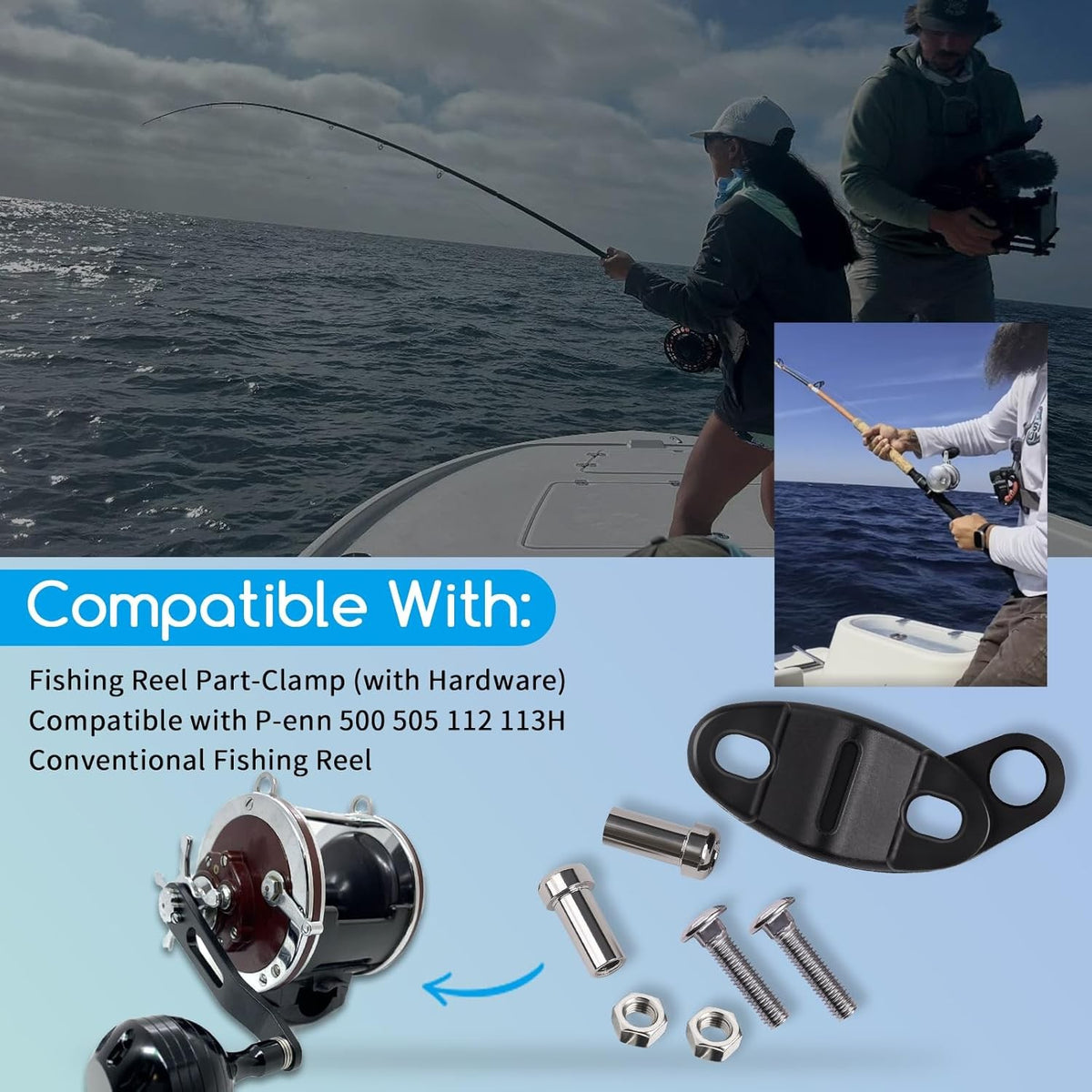 Fishing Reel Clamp Part for PENN 505 112 113H - Conventional Reel Accessory