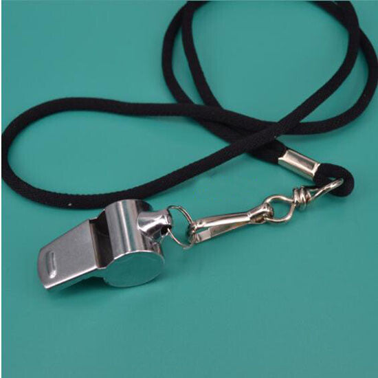 Metal Referee Whistle with Lanyard - Emergency Sports Signal