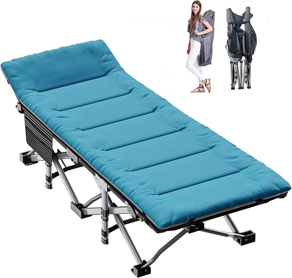 Heavy Duty Folding Camping Cot Bed for Adults Portable Sleep Bed with Support