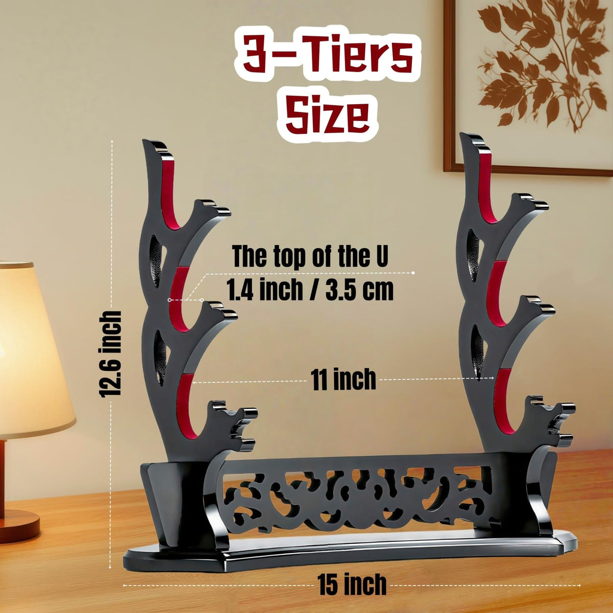 Black Sword Stand Holder for Katana and Collectible Swords