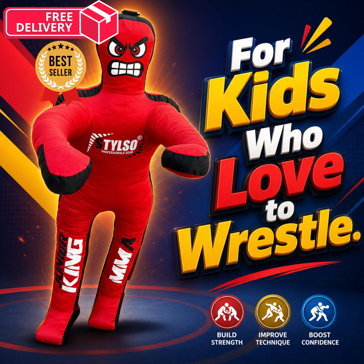 Kids Wrestling Dummy 4ft Unfilled Grappling Dummy for Martial Arts Training