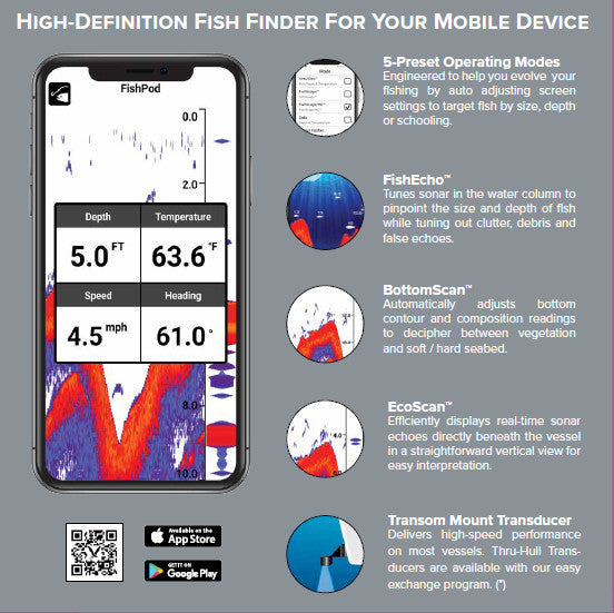Bluetooth Fish Finder for Boat Mounting - High-Resolution Underwater Sonar