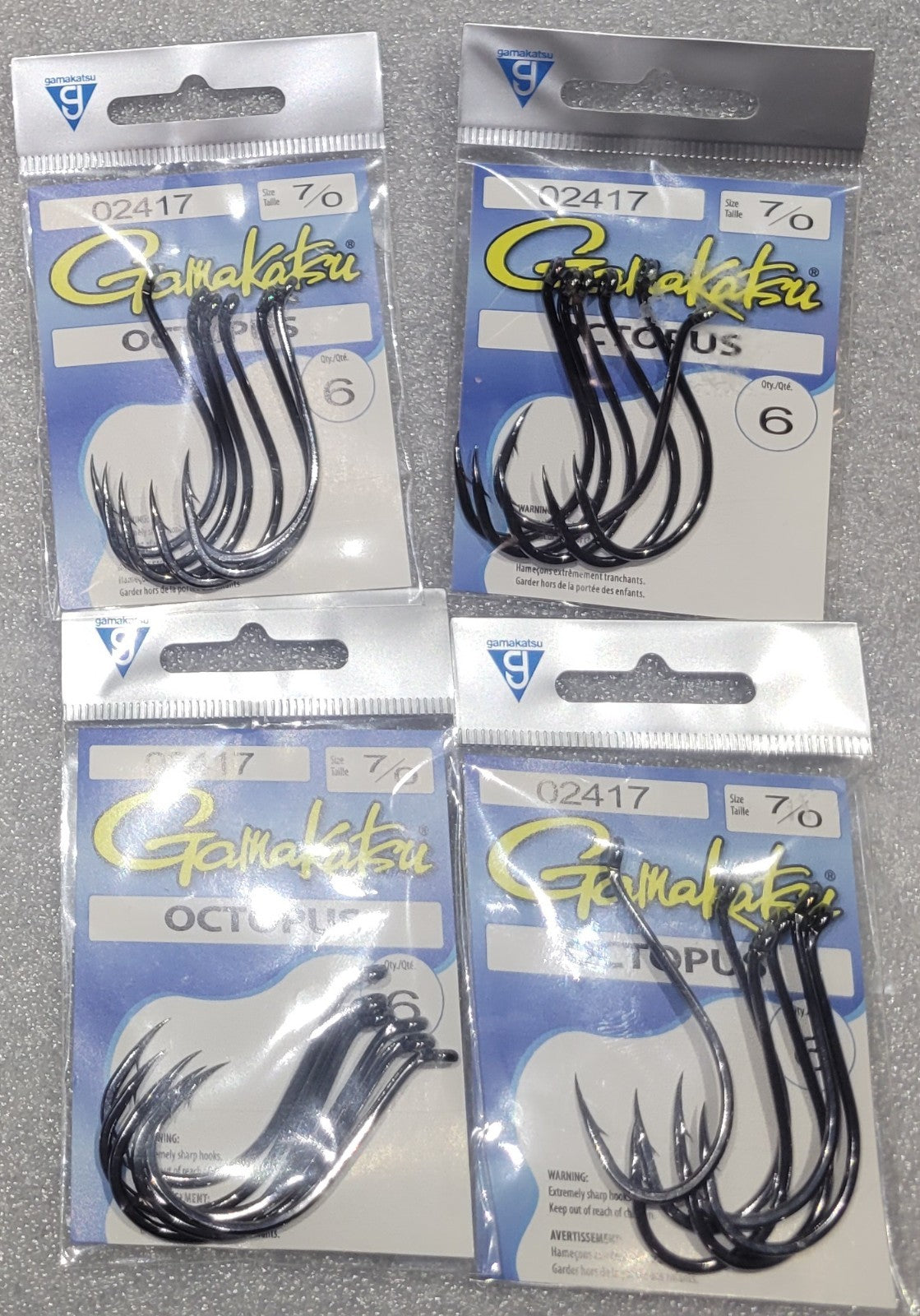 Size 7/0 Octopus Fishing Hooks Pack of 24 - High Carbon Steel, Sharp & Durable