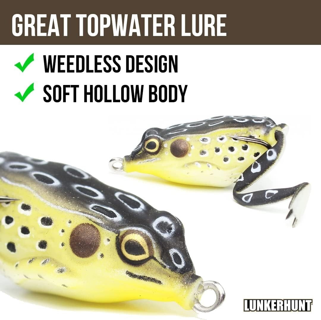 3 Pack Frog Fishing Lures 1.75" Croaker Color Topwater Weedless Bait