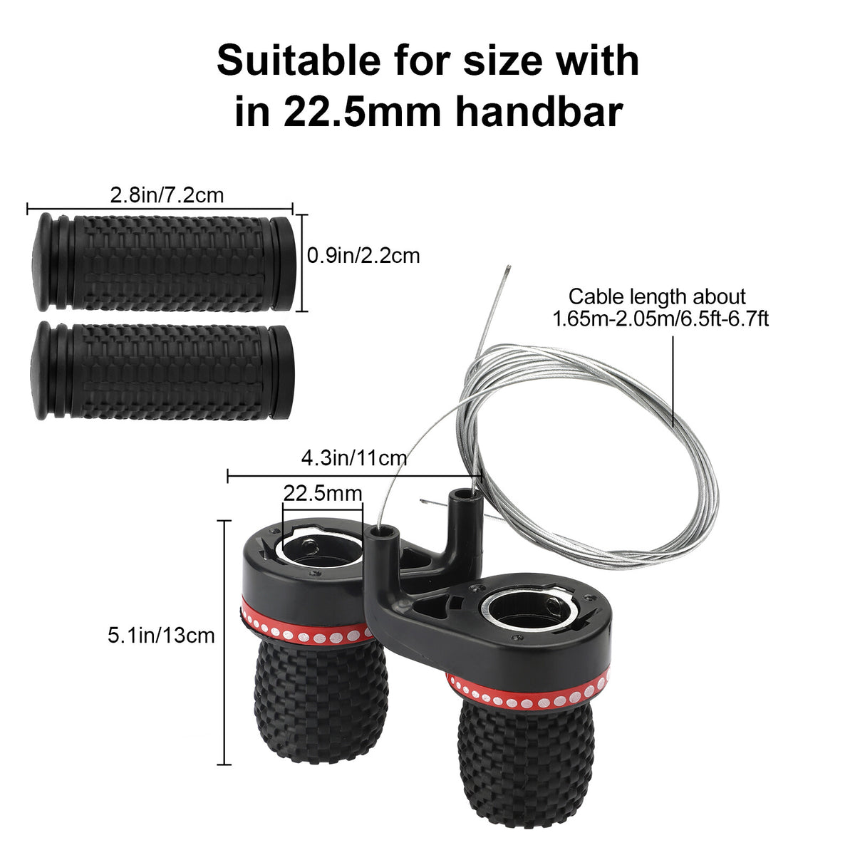 Bicycle Gear Shifter and Handlebar Grip Set for Mountain Bikes - Red & Black
