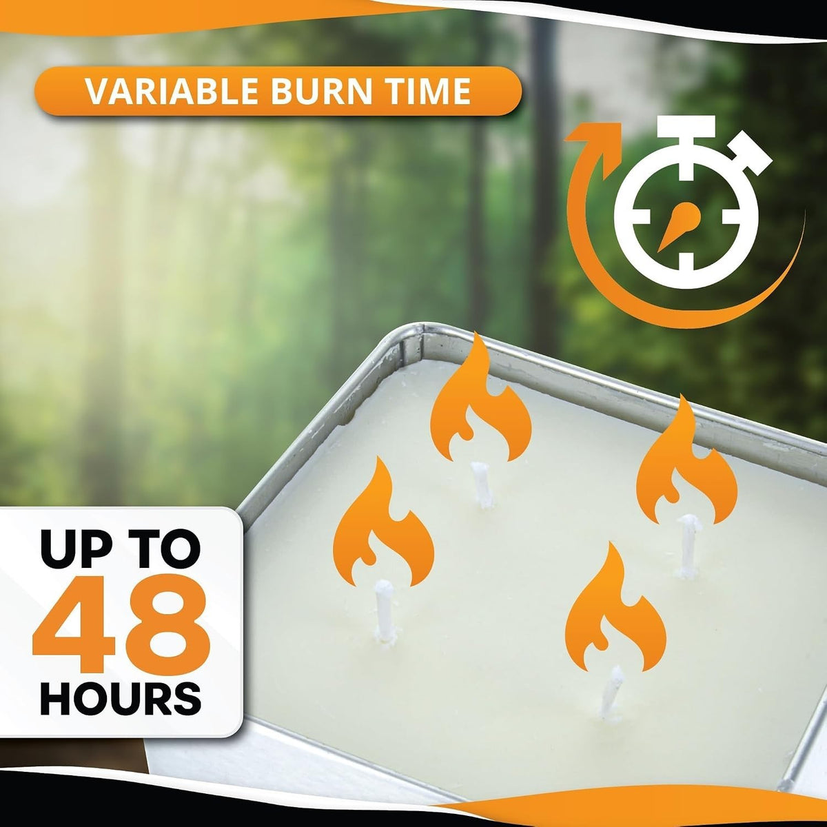 Survival Candle in Tin Box with 4 Wicks, 48 Hour Burn Time, Palm and Soy Wax