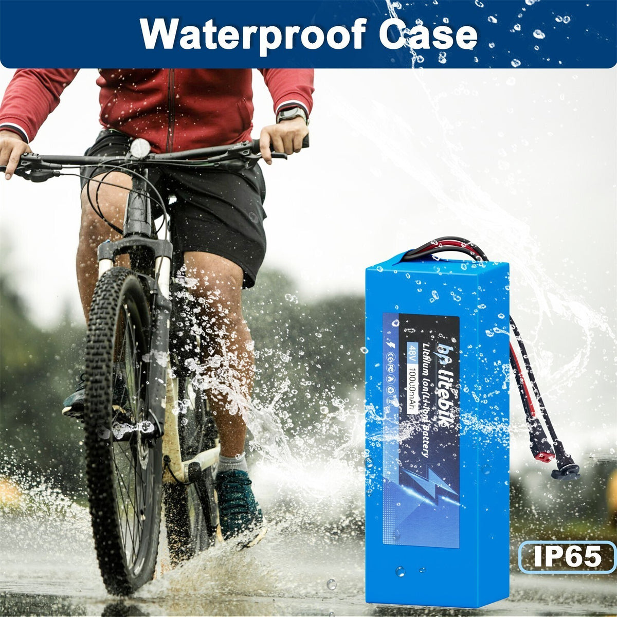 48V Lithium E-Bike Battery with 30A BMS for Electric Bicycle Scooter 1500W