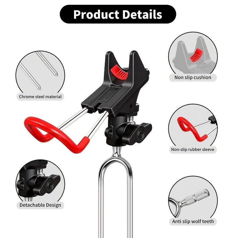 2PCS Adjustable Fishing Rod Holders for Ground & Bank Fishing - 360° Rotation