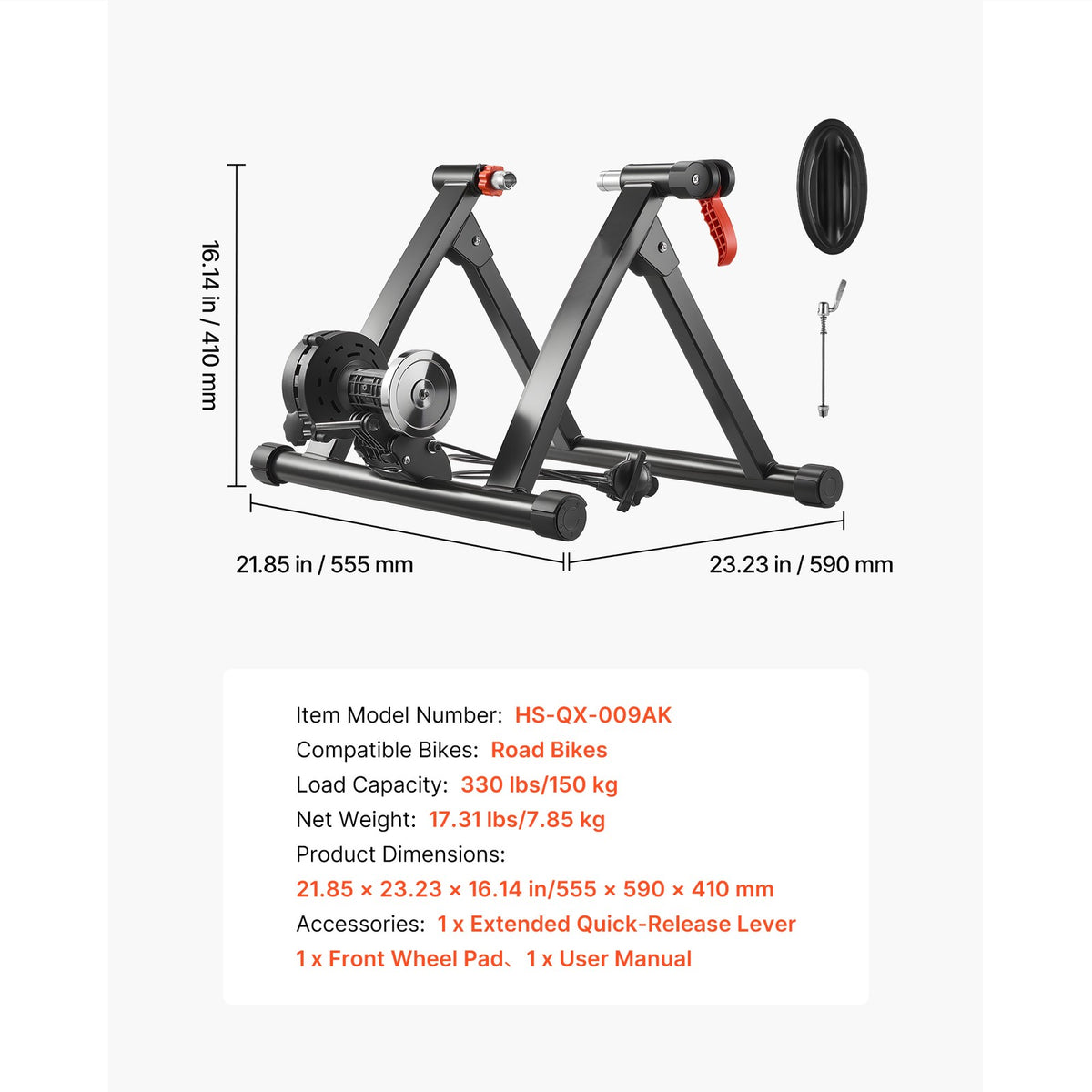 Magnetic Bike Trainer Stand for Indoor Cycling - Fits 26-29 Inch & 700C Wheels