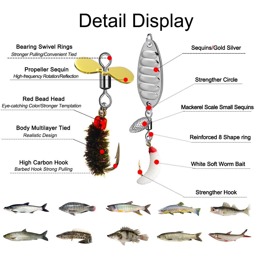 Fly Fishing Flies Kit - 42 Pieces Rotating Sequin Wet Dry Trout Flies Bundle