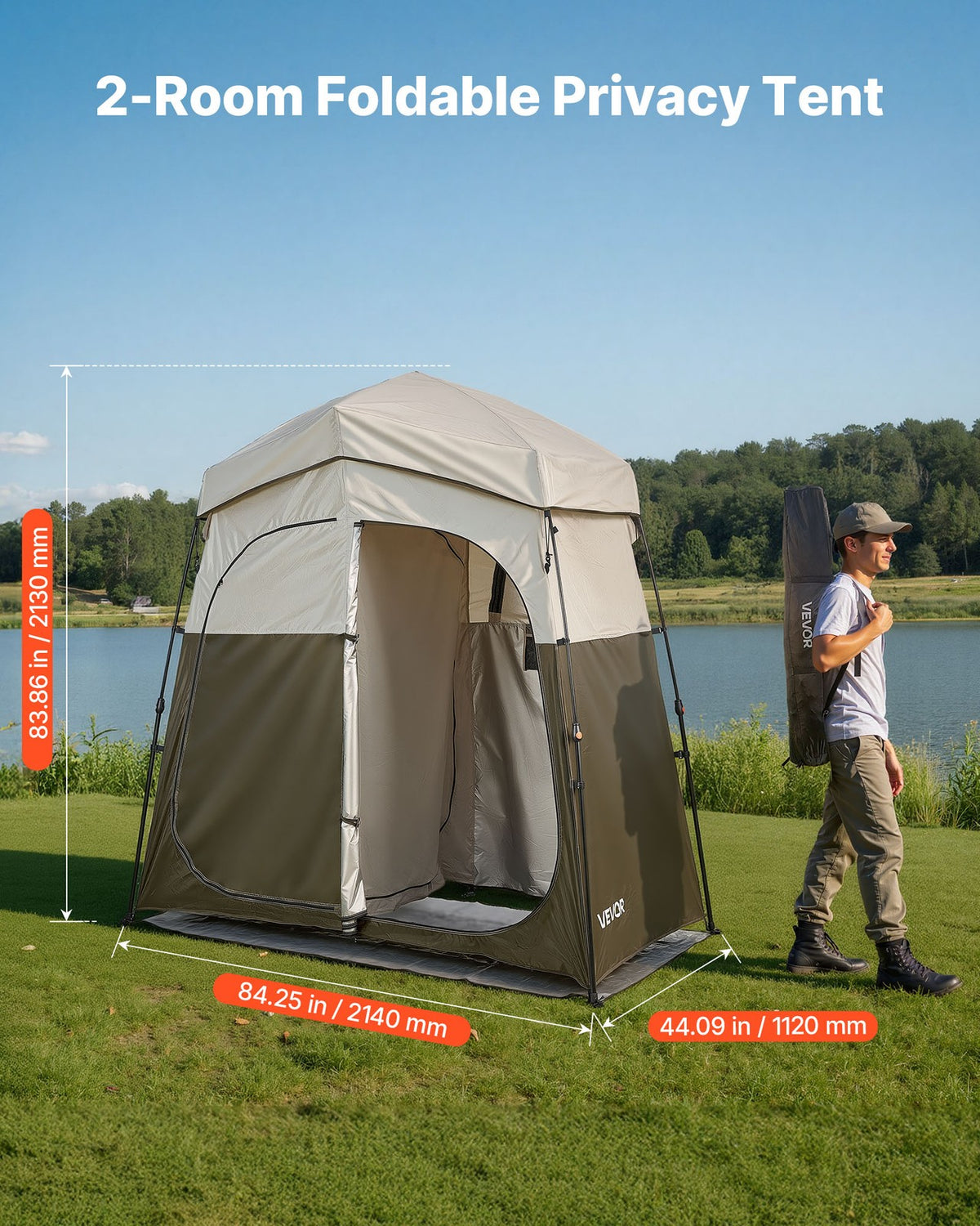 Foldable Camping Shower Tent with Privacy Enclosure for Outdoor Use