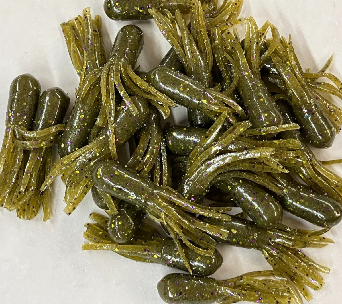 Bass Fishing Soft Plastic Tubes 2.25 Inch Salt Dipped Green Pumpkin Purple Gold Flake
