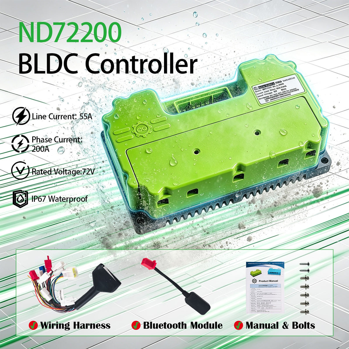 72V 5000W Brushless DC Controller for Electric Motorcycle Fardriver ND72200