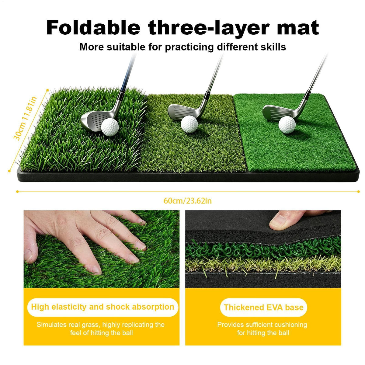 Golf Practice Net 10x7ft with Hitting Mat, Golf Training Aid for Backyard