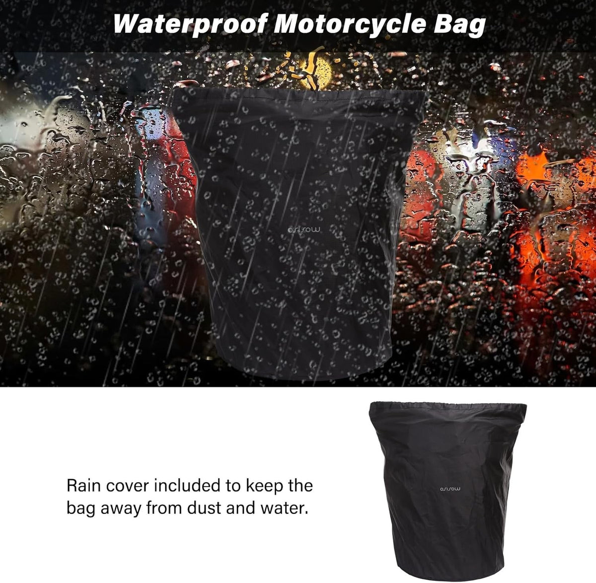 Motorcycle Sissy Bar Backrest Bag with Expandable Luggage & Rain Cover