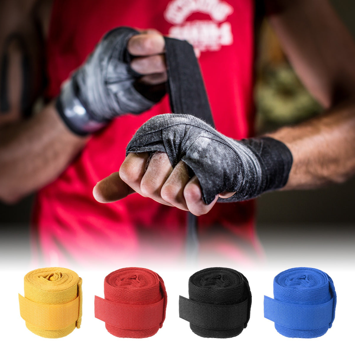 4 Pack Boxing Hand Wraps 98 Inch Long Elastic Fist Mitts for Muay Thai, Boxing, MMA, Kickboxing